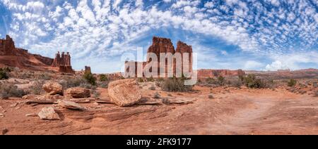 Panoramic American landscape view of Scenic red rock canyons Stock Photo