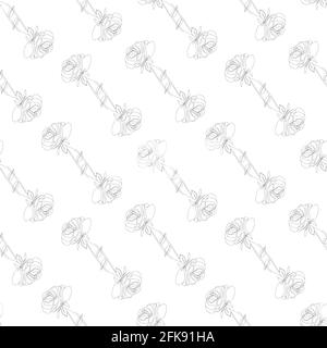 Seamless vector pattern with roses. Black and white floral background with sketch of roses. Stock Vector