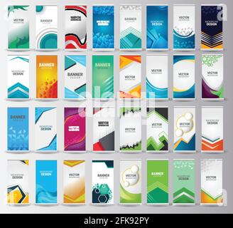 Creative advertising banner, roll-up design, stand for information, business concept for conferences, seminars, exhibitions, cool geometric background Stock Vector