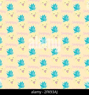 Simple cute seamless pattern with pineapples. Vector seamless pattern for kids. Stock Vector