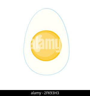 Boiled Egg Vector Icon Illustration. Chicken Boiled Egg Food. Half Sliced Egg Stock Vector