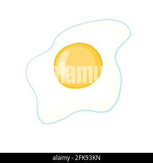 Fried egg, isolated on a white background. Flat fried egg icon. Fried egg close-up Stock Vector