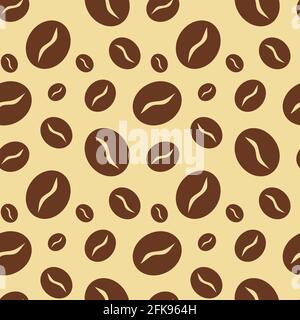 Coffee beans seamless pattern background for menu, coffee shop wrap paper card poster flyer design and decoration. Vector illustration. Stock Vector