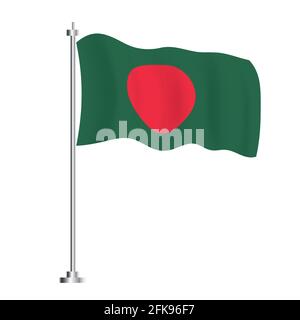 Bangladesh Flag. Isolated Wave Flag of Bangladesh Country. Vector Illustration. Independence Day. Stock Vector