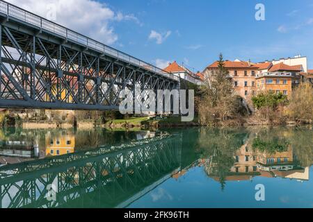 Novo mesto and the Krka River, Slovenia Stock Photo