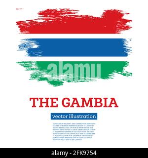 The Gambia Flag with Brush Strokes. Vector Illustration. Independence Day. Stock Vector