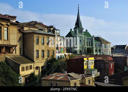 View of Cerro Concepcion, Valparaiso, Chile, South America Stock Photo