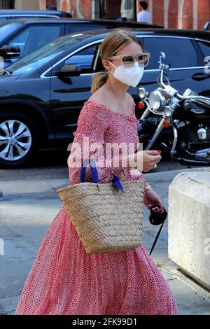 Olivia Palermo serves goddess vibes in floral dress as she takes dog Mr.  Butler for walk in Brooklyn