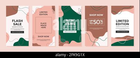 Trendy abstract template for promotion sale with floral nature concept. Able to use for social media posts, cover, brochure, banners design, web or in Stock Vector