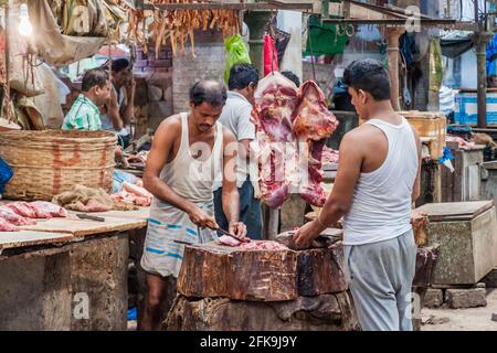 KOLKATA, INDIA - OCTOBER 31, 2016: Butchery area at the New Market in Kolkata, India Stock Photo