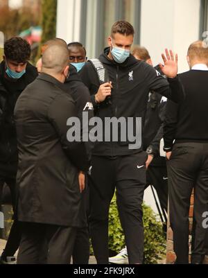 Lfc protest at anfield and lfc players leaving their hotel Stock Photo