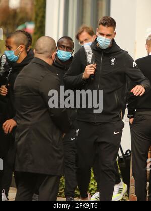 Lfc protest at anfield and lfc players leaving their hotel Stock Photo