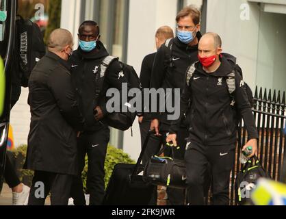 Lfc protest at anfield and lfc players leaving their hotel Stock Photo