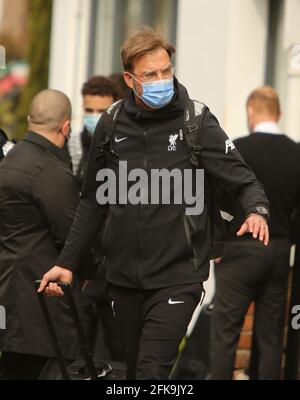 Lfc protest at anfield and lfc players leaving their hotel Stock Photo