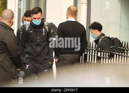 Lfc protest at anfield and lfc players leaving their hotel Stock Photo