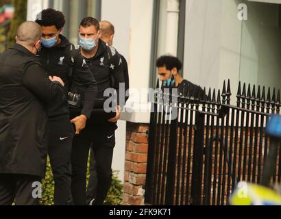 Lfc protest at anfield and lfc players leaving their hotel Stock Photo