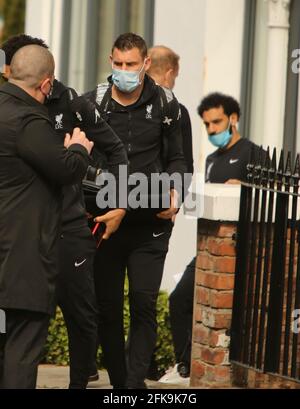 Lfc protest at anfield and lfc players leaving their hotel Stock Photo