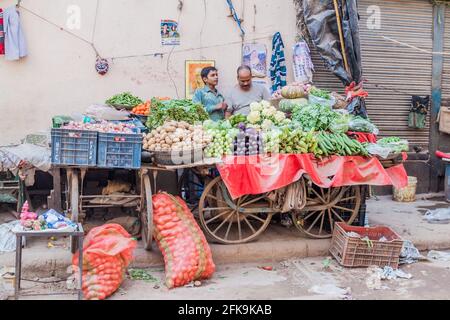 DELHI, INDIA - OCTOBER 22, 2016: Vegetable stall in the center of Delhi, India Stock Photo