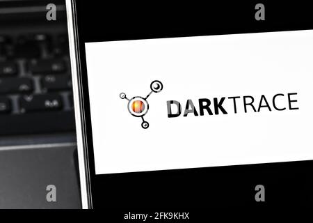 Editorial photo on Darktrace theme.  Illustrative photo for news about Darktrace - an AI company that specialises in cyber defense Stock Photo