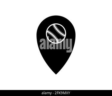 Pin location and tennis ball, vector logo illustration design . Map pointer with tennis ball isolated on white background. Stock Vector