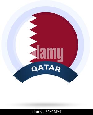 qatar national flag Circle button Icon. Simple flag, official colors and proportion correctly. Flat vector illustration. Stock Vector