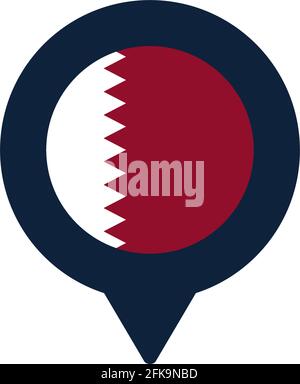 qatar flag and map pointer icon. National flag location icon vector design, gps locator pin. vector illustration Stock Vector