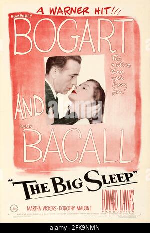 The Big Sleep, 1946 ‧ Noir/Mystery Humphrey Bogart and Lauren Bacall, movie poster. Stock Photo