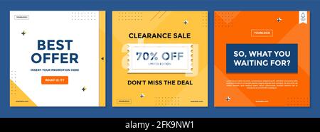 Sale square banner template for social media posts, mobile apps, banners design, web or internet ads. Trendy abstract square template Stock Vector