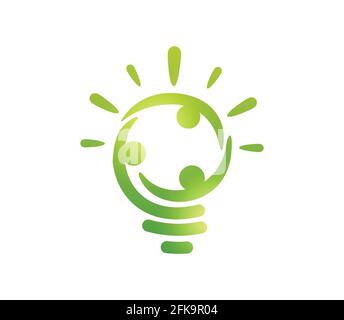 A Vector Illustration of Green Bulb People Sign in white background Stock Vector