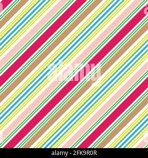 Colourful diagonal striped seamless pattern background suitable for fashion textiles, Stock Vector