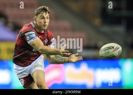 Wigan, UK. 29th Apr, 2021. Sam Powell (9) of Wigan Warriors in action during the game in Wigan, United Kingdom on 4/29/2021. (Photo by Mark Cosgrove/News Images/Sipa USA) Credit: Sipa USA/Alamy Live News Stock Photo