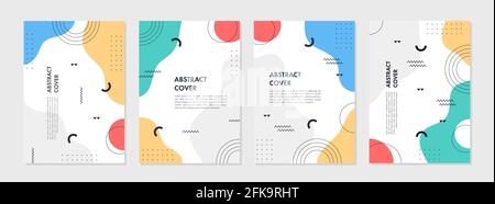Set of abstract geometric memphis templates. Universal cover Designs for Annual Report, Brochures, Flyers, Presentations, Leaflet, Magazine. Stock Vector