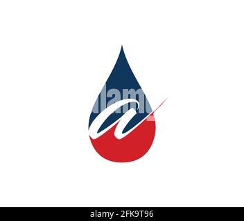 A vector Illustration of Water Drop Monogram Initial Letter A Stock Vector