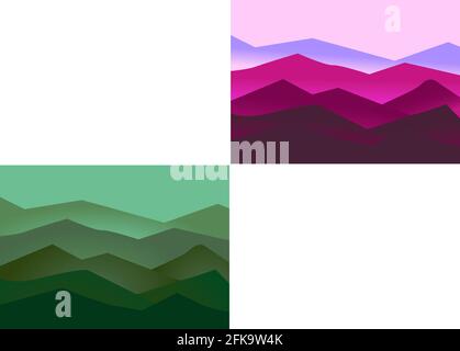 Vector drawing of mountains dawn, panoramic image Stock Vector