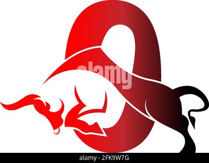 Mix letter logo icon with bull design symbol template vector Stock Vector
