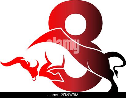 Mix letter logo icon with bull design symbol template vector Stock Vector