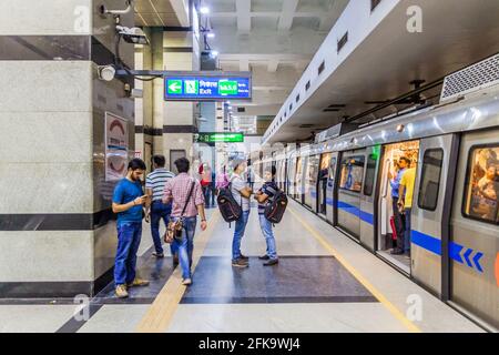 DELHI, INDIA - OCTOBER 22 2016 Barakhamba Road metro station in Delhi, India Stock Photo