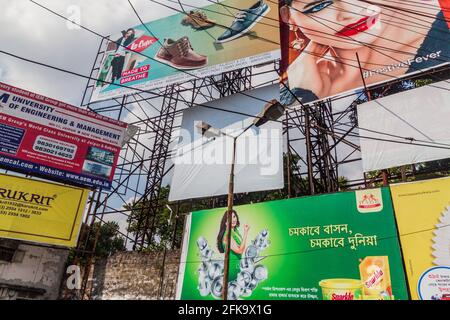 KOLKATA, INDIA - OCTOBER 31, 2016: Wall of posters and billbards in the center of Kolkata, India Stock Photo