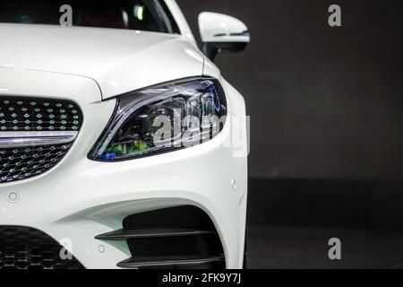 Nonthaburi-Thailand 28 NOV 2018: Headlight of Mercedes Benz C200 Coupe on display at The 35th Thailand International Motor Expo 2018 Stock Photo