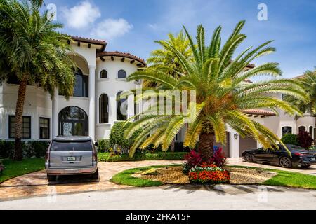 PHotos of homes located in the Eastern Shores neighborhood Miami Dade County FL Stock Photo