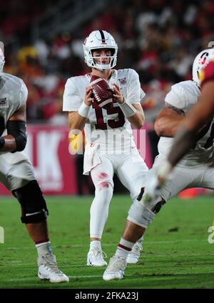 FILE PHOTOS)..former Stanford Cardinal quarterback (15) Davis Mills is  projected to go in the 2nd to 3rd Round of the 2021 NFL Draft, here he is  pictured on September 7, 2019 versus