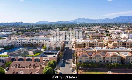Aerial view of downtown center of Alhambra, California. Stock Photo