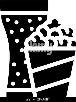 popcorn snack and drink glass glyph icon vector illustration Stock Vector