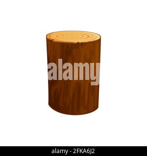 Circle of log, cross section of firewood or heartwood timber trunk isolated flat cartoon icon. Vector wood stump of cut tree trunk, deforestation symb Stock Vector
