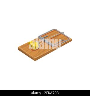 Mousetrap icon, pest control extermination and deratization trap device, isolated vector. Mouse or rat trap against rodent and vermin animals, domesti Stock Vector