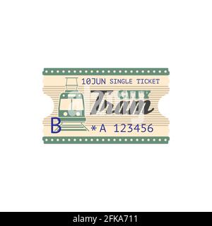 Urban transport services ticket with data of use isolated template. Vector numbered perforated passenger boarding pass card on city public transportat Stock Vector