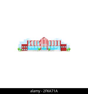 City court, library, hospital or healthcare clinic isolated urban construction. Vector municipal building, government department. University or museum Stock Vector