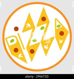 lettering logo pizza with olives, mushrooms and tomatoes 1 Stock Vector