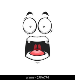 Shocked emoticon in bad mood, angry emoji face isolated shouting smiley ...