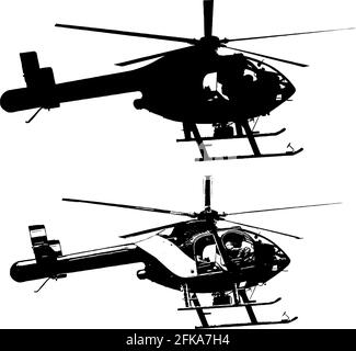 Helicopter set vector illustration in black on white background Stock Vector